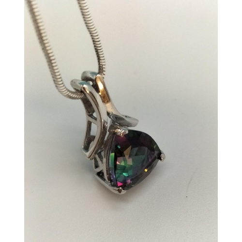 684 - John Hardy 925 Silver Necklace with Mystic Topaz Pendant.