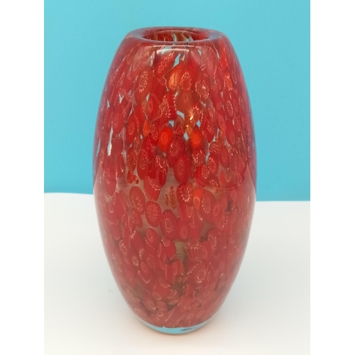 98 - Murano Millefiori Adventurine Design Glass Vase. 21cm Tall.