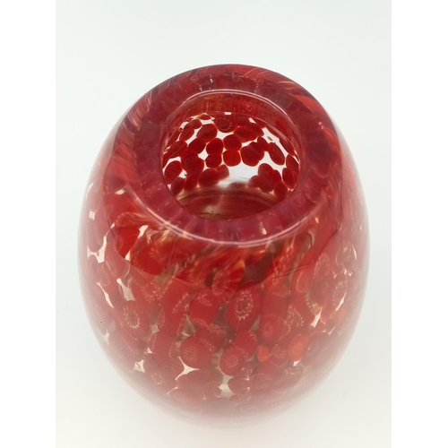 98 - Murano Millefiori Adventurine Design Glass Vase. 21cm Tall.