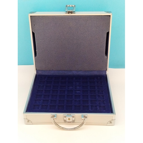 202 - Aluminium Coin Case for Varied Sized Coins. 7cm High, 26cm x 21cm.