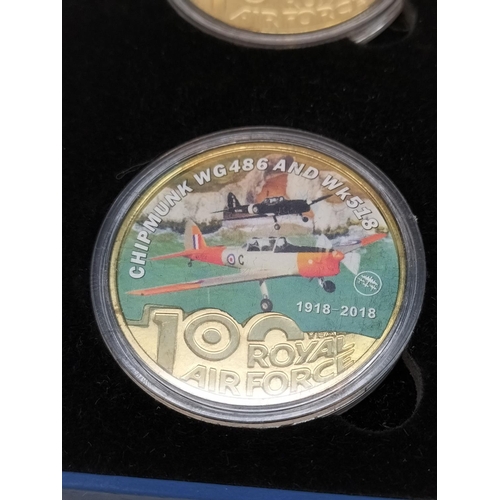 236 - 5 Coin Boxed Set of the 100th Anniversary of the Royal Air Force 1918-2018. Coated in 24kt Gold. Lim... 