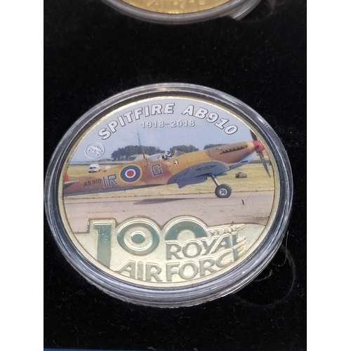 236 - 5 Coin Boxed Set of the 100th Anniversary of the Royal Air Force 1918-2018. Coated in 24kt Gold. Lim... 