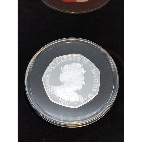 237 - 2019 ICC Cricket World Cup Silver Proof 50 Pence Isle of Man Set in Case. No 265 of a Limited Mintag... 