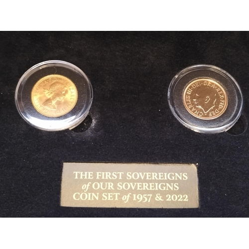 238 - Hatton's of London Boxed Set of 2 x Gold Sovereigns Coin Set of 1957 and 2022 'The First Sovereigns ... 