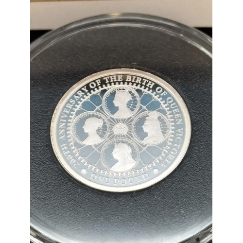 255 - 2019 Alderney '200th Anniversary of Queen Victoria' Solid Silver Proof Coin Collection of £1, £2 and... 