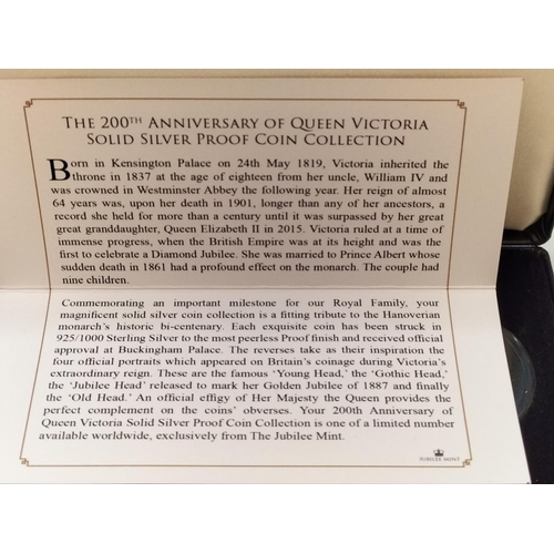 255 - 2019 Alderney '200th Anniversary of Queen Victoria' Solid Silver Proof Coin Collection of £1, £2 and... 