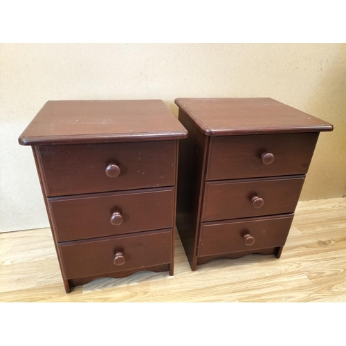 778 - 2 x Three Drawer Bedside Cabinets. 60cm High, 43cm x 38cm. Collection Only.