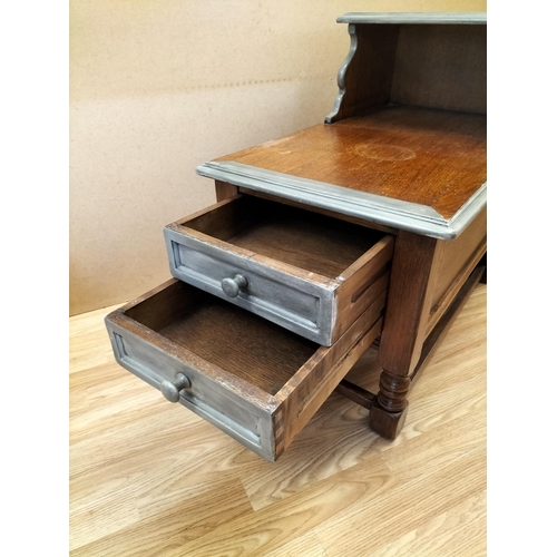 780 - Medium Oak Telephone Table/Hall Seat with Two End Drawers (Part Upcycled) 66cm High, 76cm x 46cm. Se... 