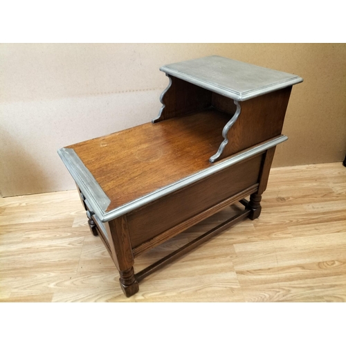 780 - Medium Oak Telephone Table/Hall Seat with Two End Drawers (Part Upcycled) 66cm High, 76cm x 46cm. Se... 