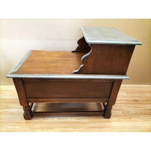 780 - Medium Oak Telephone Table/Hall Seat with Two End Drawers (Part Upcycled) 66cm High, 76cm x 46cm. Se... 