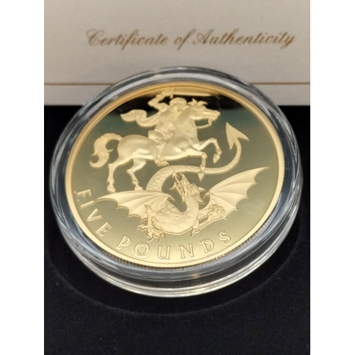 256 - 'The St George and the Dragon' £5 Coin Collection, Copper Plated in Pure Silver, 24 Carat Gold or 9 ... 