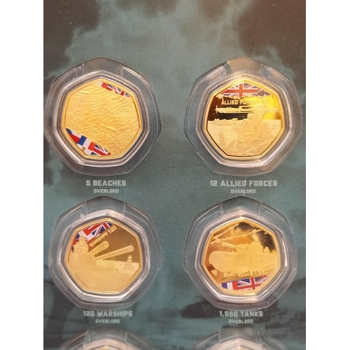 258 - 2 Sets of Limited Edition Overlord D-Day 75 Silver Plate and 24ct Plate Coins plus 'Women in Factori... 