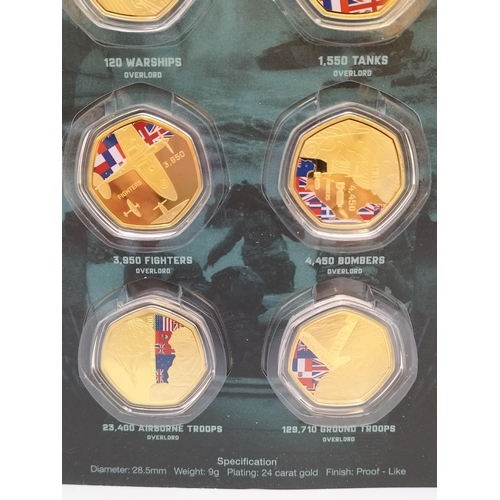 258 - 2 Sets of Limited Edition Overlord D-Day 75 Silver Plate and 24ct Plate Coins plus 'Women in Factori... 