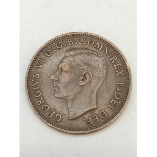 262 - 1950 George VI Penny, Mintage of 240,000. Overseas Use Only. Great Condition.