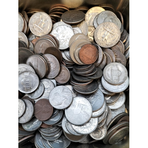 264 - Tin of Mixed USA Coins to include 1974 Denver Half Dollar, 1942 and 1974 Quarter Dollar plus 1899 Qu... 