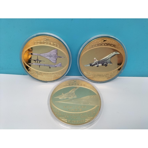 278 - Large Commemorative Coins - Concorde (3), 70th Anniversary of End of WWII (2), etc. 7cm Diameter.