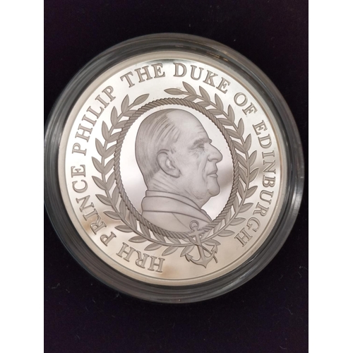 282 - HRH Prince Philip, Duke of Edinburgh Solid Silver Coin Set £1, £2 and £5 in Presentation Case.