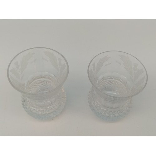 187 - Edinburgh Crystal 'Thistle' Pattern Cut Glass Shot Glasses (2)