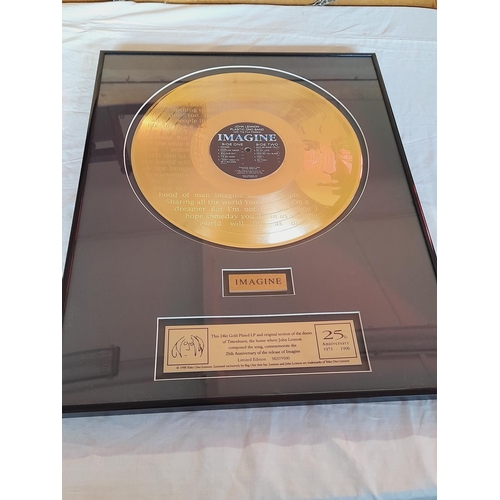 25 - John Lennon, Framed And Mounted 24Kt Gold Plated Lp To Commemorate The 25th Anniversary Of The Relea... 