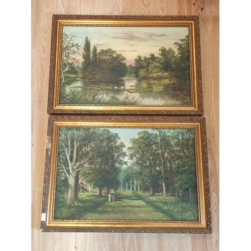 469 - 2 x Framed J Lewis Late 19th Century Oil on Canvas. 66cm x 46cm.