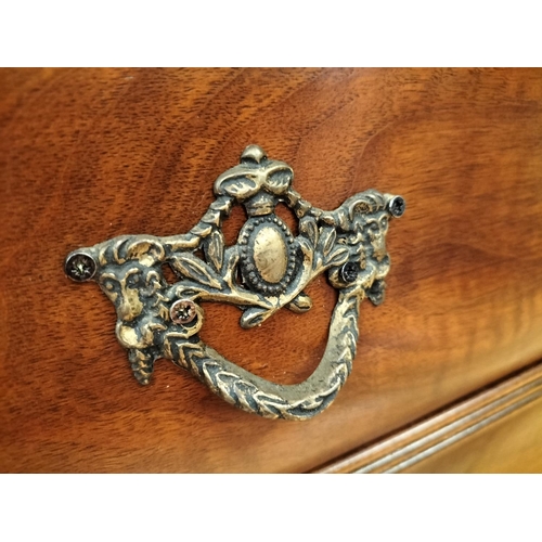 637 - Modern Style Dutch Baroque Mahogany Veneer Bombe Chest of 3 Drawers. 66cm High, 74cm x 41cm. Collect... 