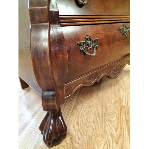 637 - Modern Style Dutch Baroque Mahogany Veneer Bombe Chest of 3 Drawers. 66cm High, 74cm x 41cm. Collect... 