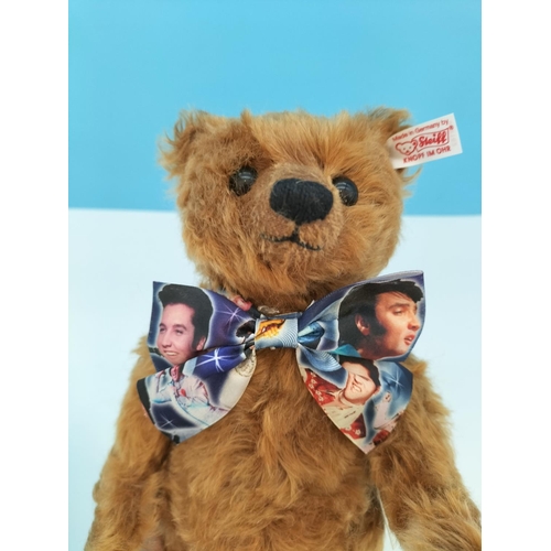 122 - Boxed Steiff Limited Edition 137/1,500 'Musical Elvis' Bear 682162 with Paperwork. Plays 'Teddy Bear... 