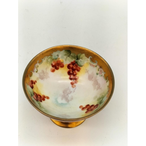 180 - Late 1800's Signed Limoges Porcelain Bon Bon Dish Decorated with Red Currant Pattern and Gilding to ... 