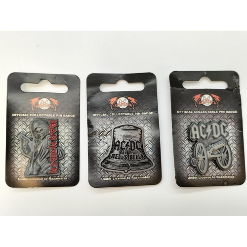 245 - Collection of Pin Badges to include Hard Rock Cafe, Rock Music Iron Maiden and AC/DC, etc.