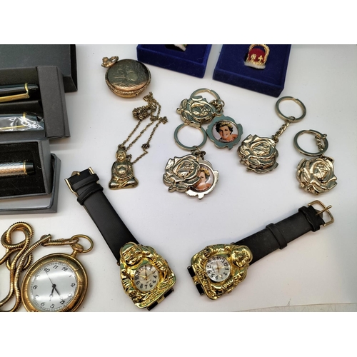 256 - Collection of Mixed Items to include Boxed Crowns, Pens, Pocket Watches, Pendant, Watches, Keyrings,... 