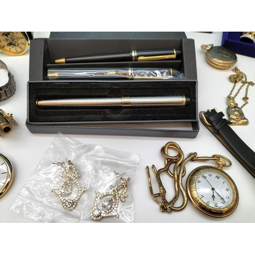 256 - Collection of Mixed Items to include Boxed Crowns, Pens, Pocket Watches, Pendant, Watches, Keyrings,... 