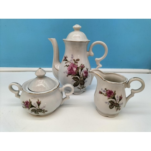 257 - 1950's Japanese Lipper and Mann 15 Piece Hand Painted Part Coffee Set in a Rose Pattern.