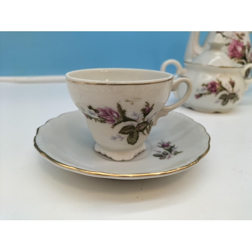 257 - 1950's Japanese Lipper and Mann 15 Piece Hand Painted Part Coffee Set in a Rose Pattern.