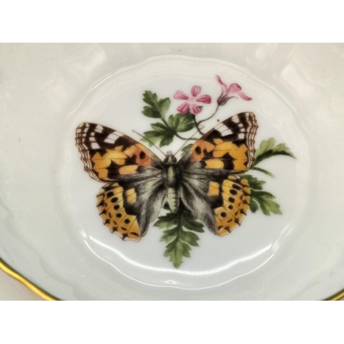 262 - Royal Worcester Fluted Bowl in the 'Butterflies' Pattern. Dated 1982. 4.5cm High, 10.5cm Diameter.