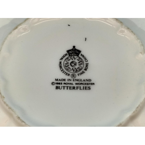 262 - Royal Worcester Fluted Bowl in the 'Butterflies' Pattern. Dated 1982. 4.5cm High, 10.5cm Diameter.