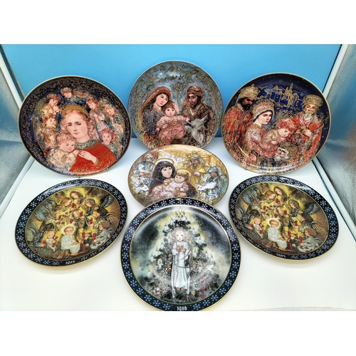 264 - Edwin M Knowles 'Edna Hibel' 26cm Christmas Collectors Plates (4) for the Years 1985, 1986, 1987, 19... 