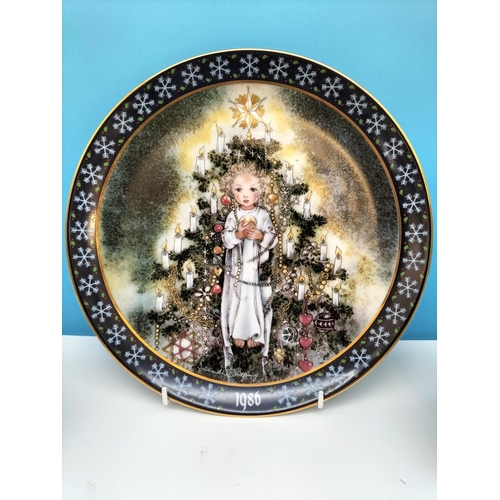 264 - Edwin M Knowles 'Edna Hibel' 26cm Christmas Collectors Plates (4) for the Years 1985, 1986, 1987, 19... 