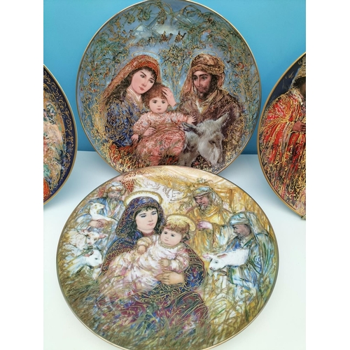 264 - Edwin M Knowles 'Edna Hibel' 26cm Christmas Collectors Plates (4) for the Years 1985, 1986, 1987, 19... 