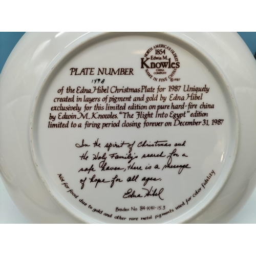 264 - Edwin M Knowles 'Edna Hibel' 26cm Christmas Collectors Plates (4) for the Years 1985, 1986, 1987, 19... 