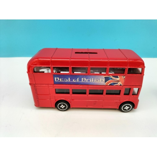 266 - Boxed Corgi 'Blackpool Zoo Brush Rail Coach', Boxed London Bus plus London Bus Money Box with Stoppe... 