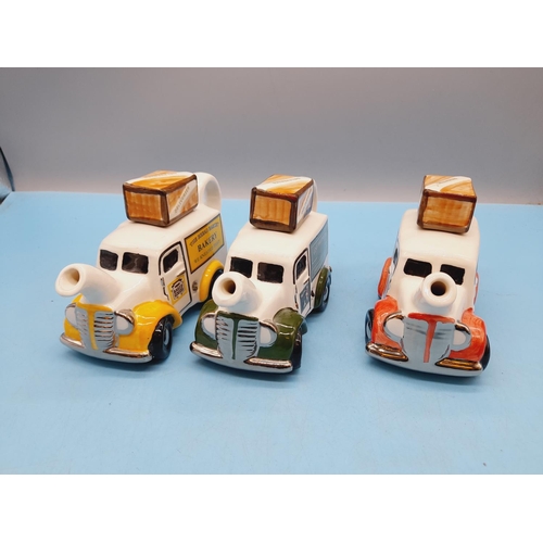 301 - Carters of Suffolk Delivery Van Teapots (3) to include Royal Mail, Bakery and Fine British Teas. 9cm... 