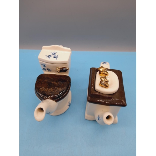 321 - Carters of Suffolk Novelty Teapots (4) to include Toilet, Sink, Dressmakers Drawers and Gramophone T... 