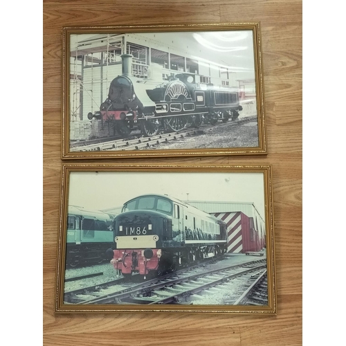 324 - Framed Real Photos of Locomotive Engines (2) to include Peak D120 B.R. Class 45 Diesel. 48cm x 33cm.