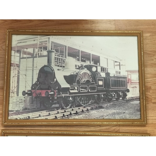 324 - Framed Real Photos of Locomotive Engines (2) to include Peak D120 B.R. Class 45 Diesel. 48cm x 33cm.