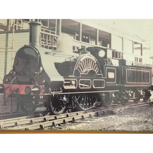 324 - Framed Real Photos of Locomotive Engines (2) to include Peak D120 B.R. Class 45 Diesel. 48cm x 33cm.