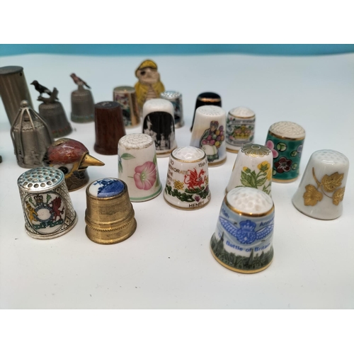 340 - Collection of Thimbles/Pots to include Pewter, Pottery and Wood.