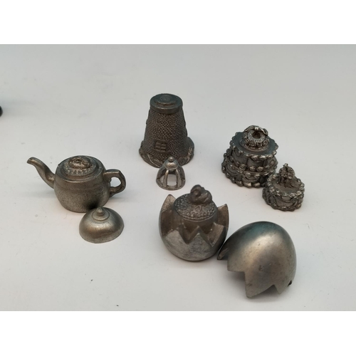 340 - Collection of Thimbles/Pots to include Pewter, Pottery and Wood.