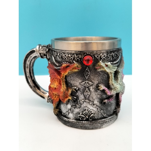 381 - Gothic Style Mugs (2) plus Skull Cup. Tallest 12cm.