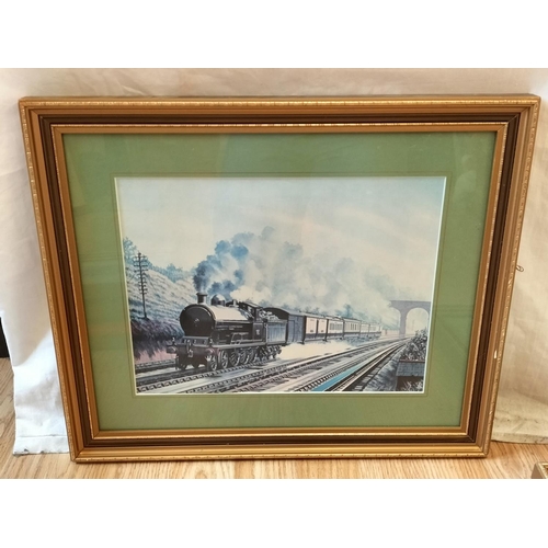 385 - Framed and Mounted Railway Prints (5). 3 Signed George Heiron, 1 Signed Harold Bonn. 45cm x 35cm. Co... 