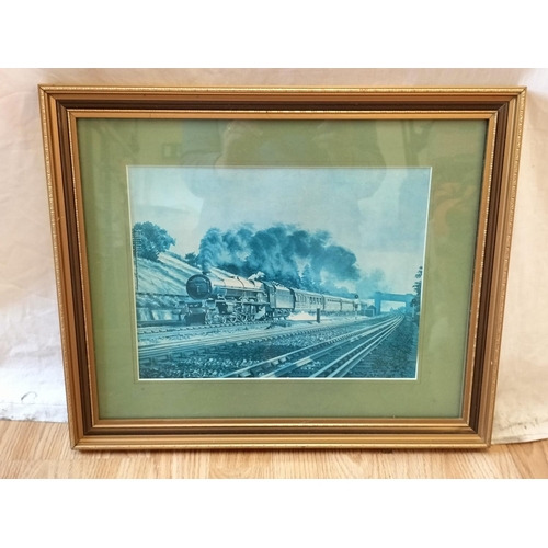 385 - Framed and Mounted Railway Prints (5). 3 Signed George Heiron, 1 Signed Harold Bonn. 45cm x 35cm. Co... 